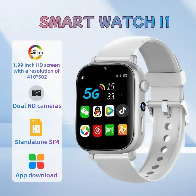 New 4G 5G Full Network SIM Card Smartwatch I1  with HD Camera Wifi NFC GPS Rugged Google Play Sport Android Men Women Smartwatch