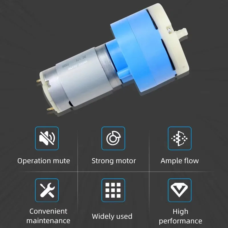 DC12V/24V Mute 60APM Air Pump Negative Pressure 80Kpa 17L/min Device Fish Tank Aeration Pump Medical Device Low Noise Air Pump