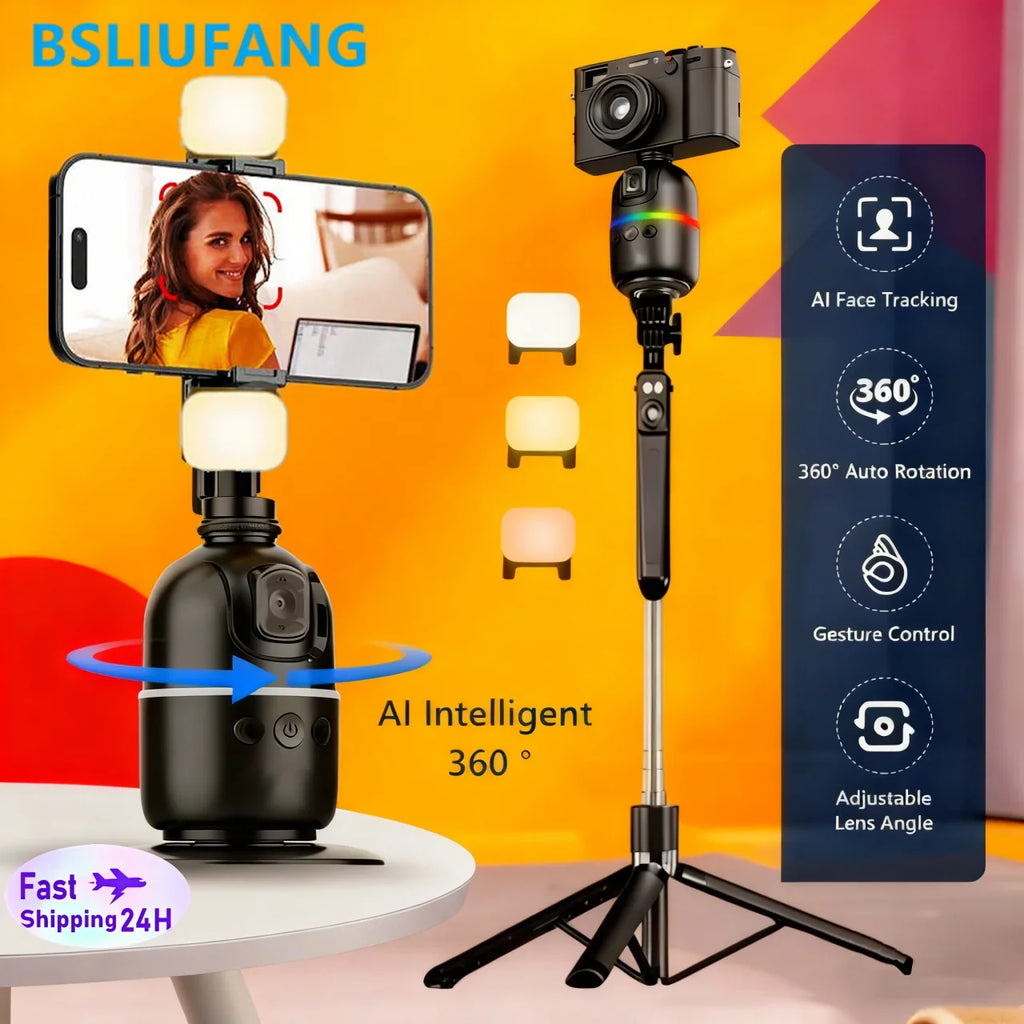selfie stick Stabilizer 360°Auto Face Tracking AI Gimbal All-in-one Desktop Phone Holder Tripod For Smartphone Video Vlog Live
