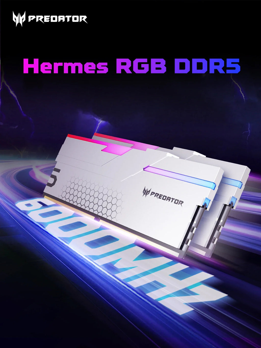 ACER PREDATOR  RGB DDR5 RAM Memory 32GB(2x16GB) 6000MHz, CL28, Gaming Computer Memory Compatible with XMP 3.0/AMD EXPO