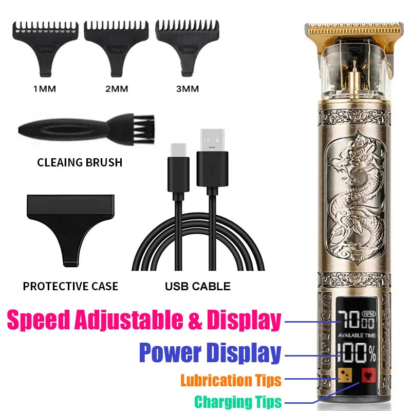 Carving T9 Vintage Professional Electric Hair Cutting Machine USB Rechargeable Portable Shaver Trimmer For Beard Care Best Gift