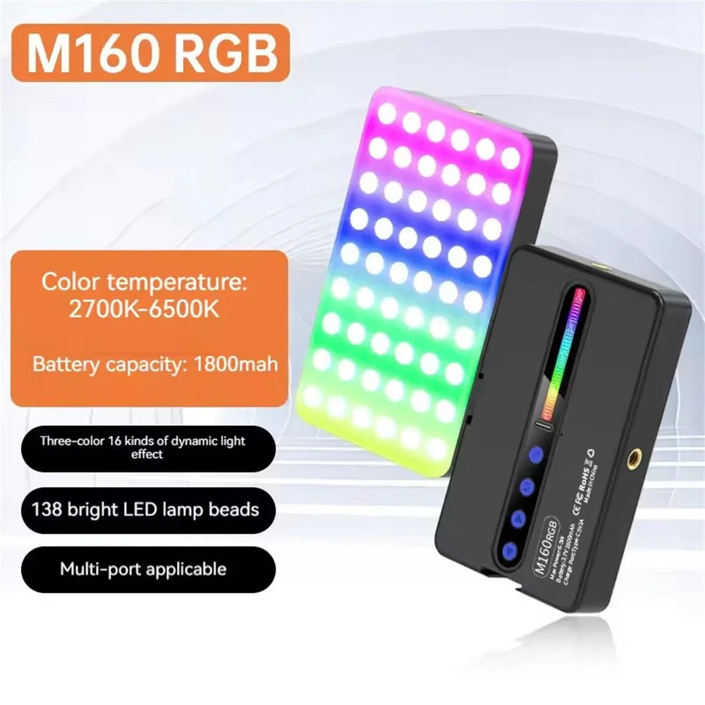BSLIUFANG LED RGB Camera Light Full Color Output Video Light Kit Dimmable 2700K-6500K Bi-Color Panel Light Rechargeable