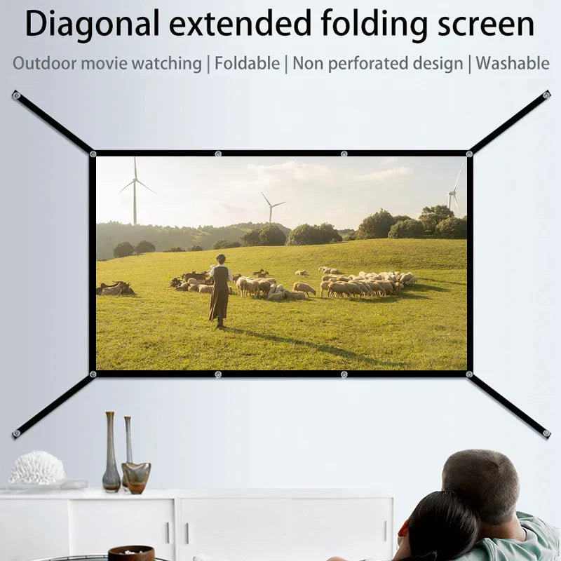 60-150 inch wall mounted foldable projection screen, simple home theater projection screen - extended version