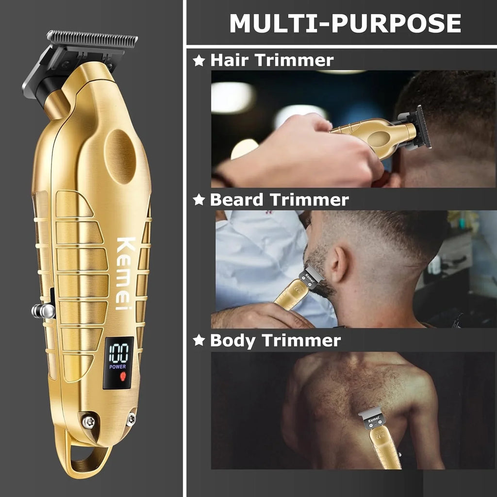 Kemei 2293 Men Zero Gapped Cordless Hair Clipper Professional Hair Beard Trimmer Barber Rechargeable Finish Hair Cutting Machine