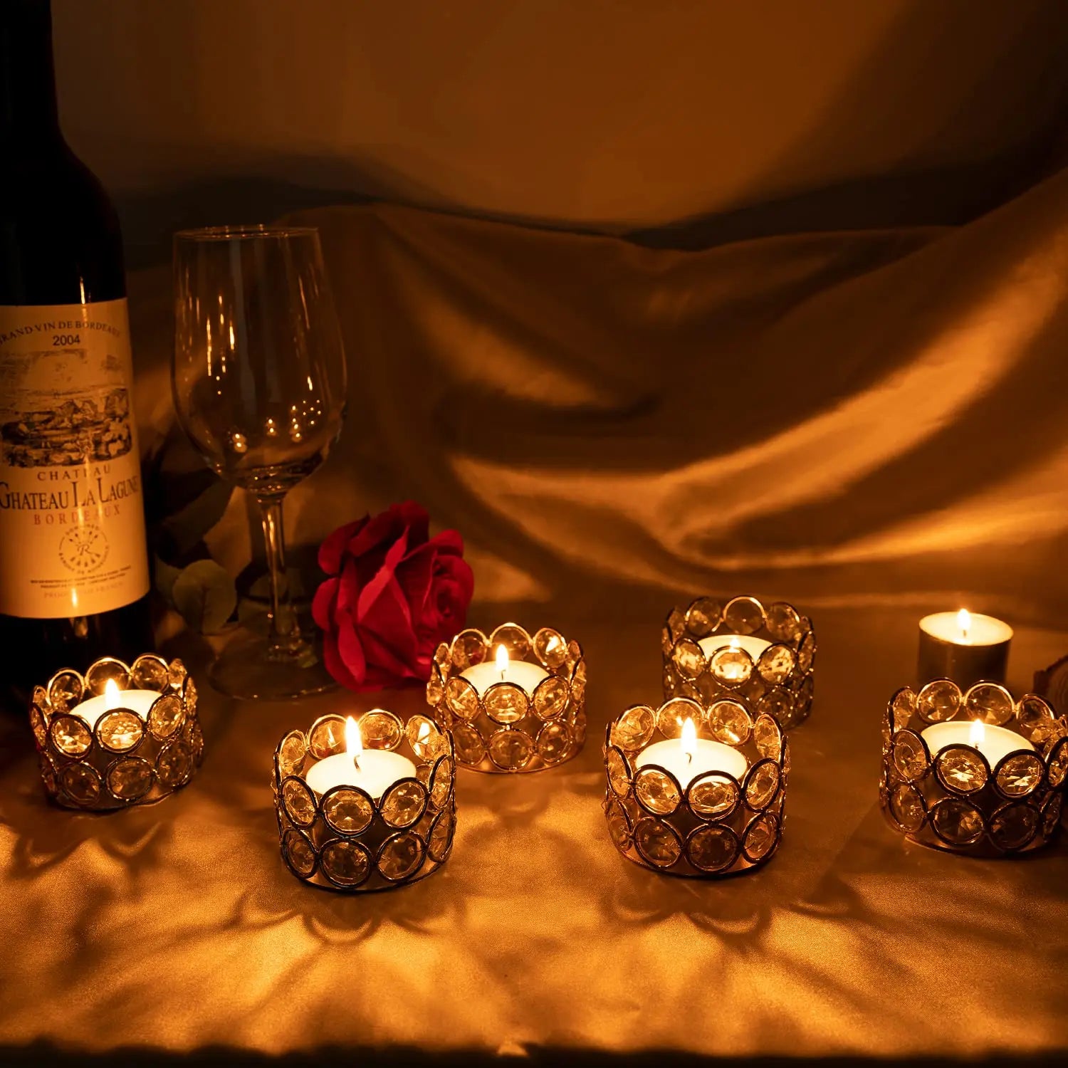 1/6pcs Candlesticks Crystal Tea Light Table Decoration Gift Box Candles Holder for wedding Valentine's Day Home Decor Tea Candle