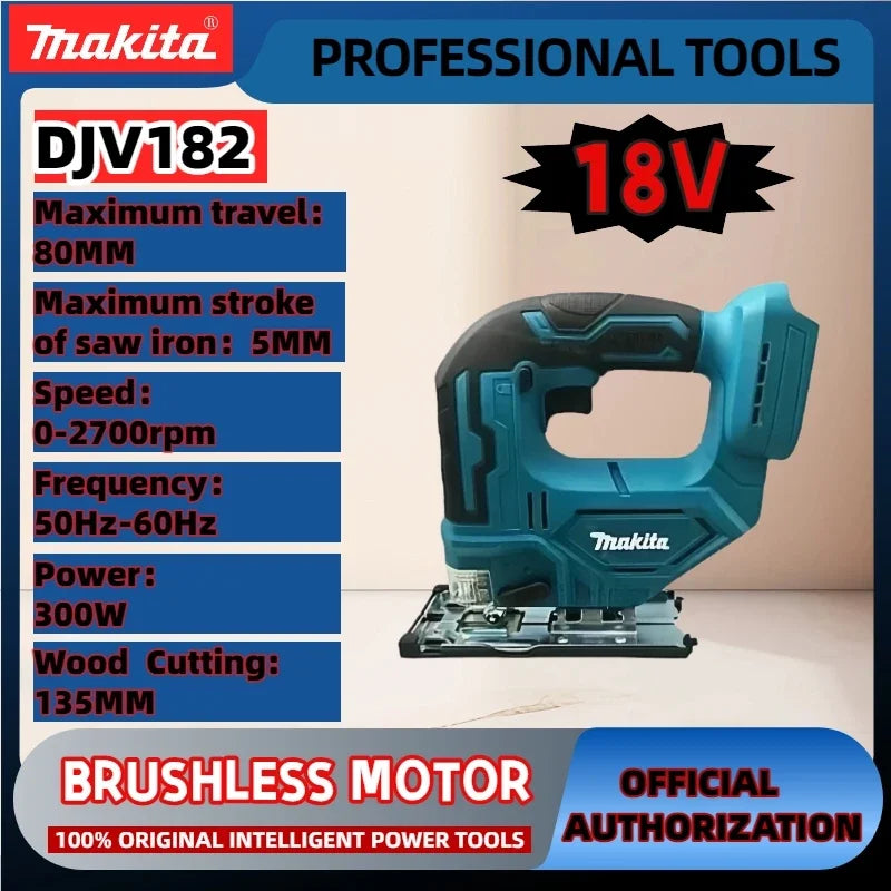 Makita DJV182Z Cordless 18V Lithium Battery Rechargeable Electric Jig Saw Curve Saw Woodworking Cutting Multifunction Saw