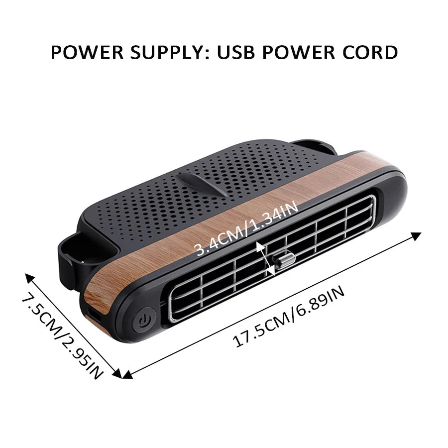2024 New Portable Car Seat Cooling Fan USB Car Fan Cooler Mini Air Conditioner with 3 Gears Built-in Twin Turbo Fans Low Noise