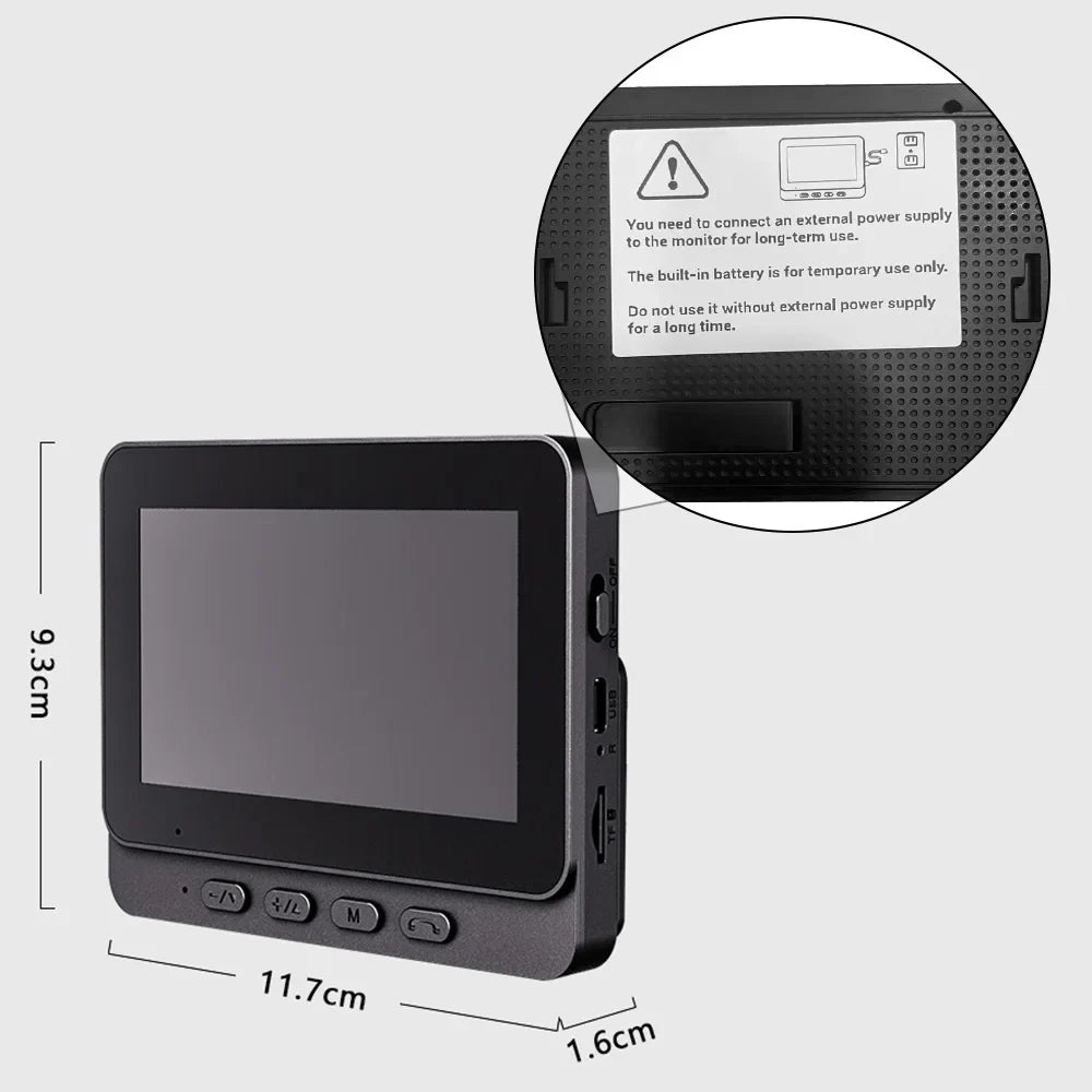 4.3 Inch IPS Screen 2.4G Wireless Visual Intercom Doorbell with Screen Wireless Smart High-definition Video Monitoring Doorbell