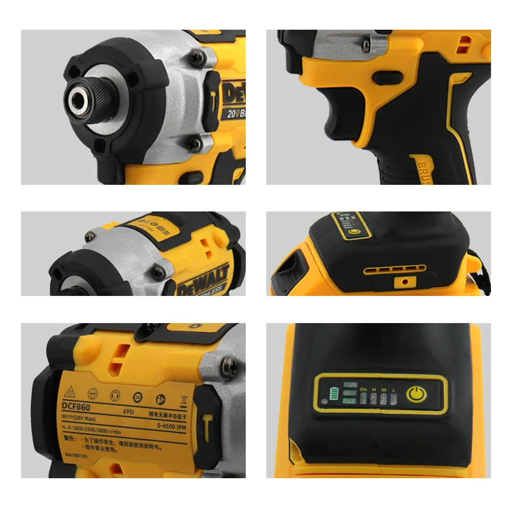 Dewalt DCF860 Cordless Brushless Electric Screwdriver Impact Function 20V Battery 282N.m Lightweight at 1kg Electric Power Tool