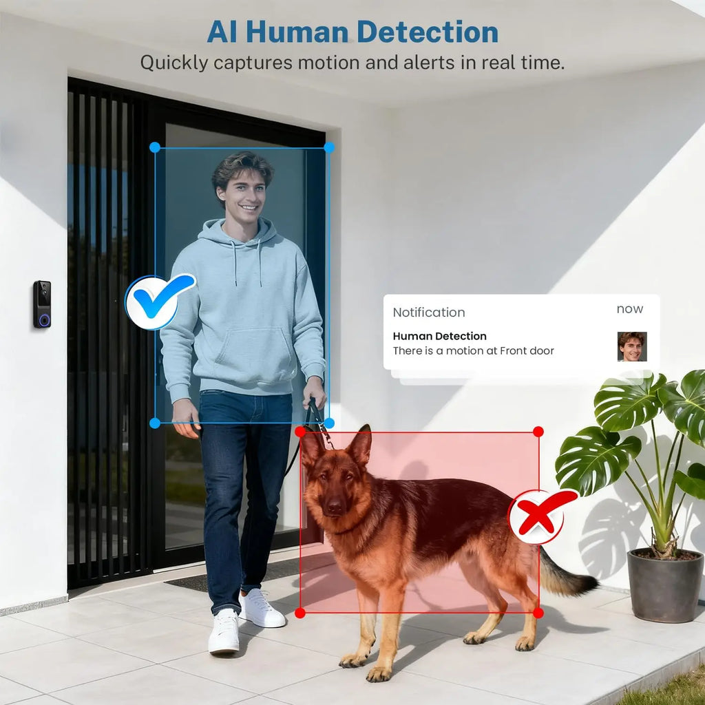 Wireless Doorbell Camera with 1080P HD, Motion Detection, Two-Way Audio, Live View, Night Vision, Cloud Storage