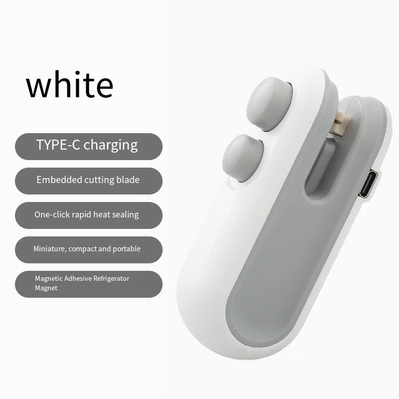 Mini Sealing Machine USB Rechargable Heat Sealer Storage Bag Plastic Package Food Sealer Clip Bag Handheld Food Heat Sealer