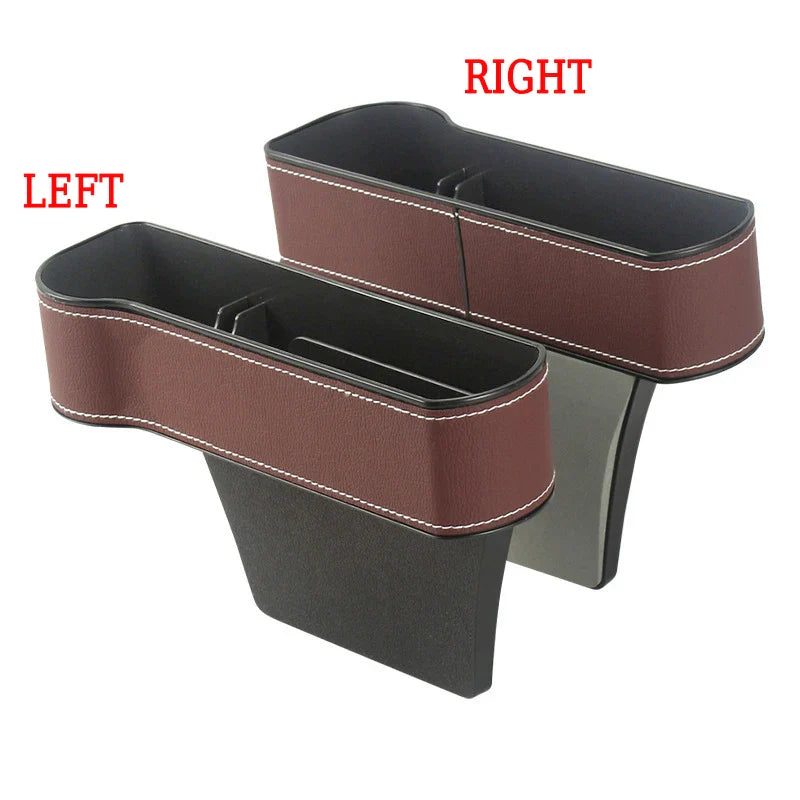 1Pc Leather Car Seat Gap Storage Box Phone Keys Organizer Auto Seat Crevice Storage Filler Munti-functional Auto Organizer