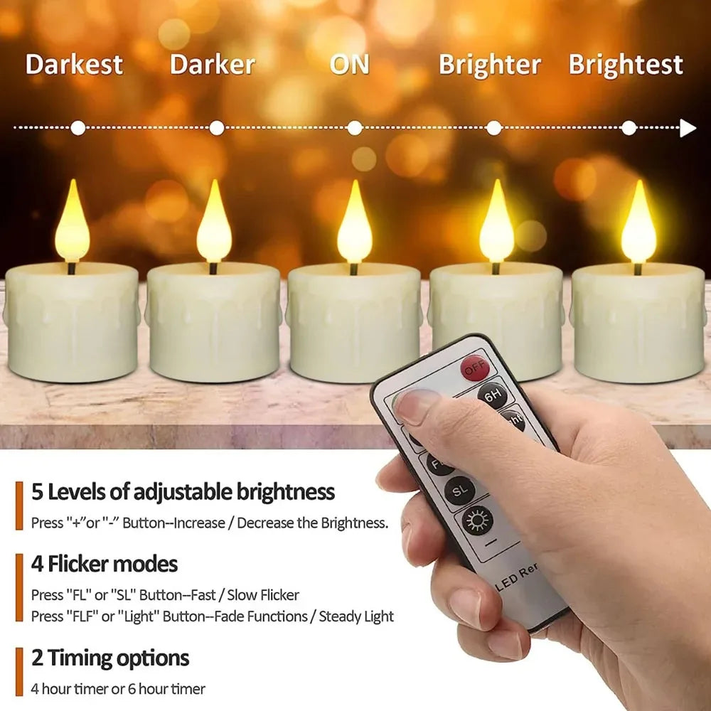 Rechargeable LED Candles By USB Timer Remote Flickering Flames Wedding Candles Birthday Home Decor Tealights Charger Candle Lamp