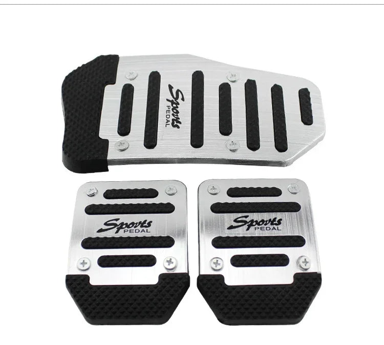 Aluminum Car Pedal Cover Set  Automatic Transmission & Gas Foot Covers in Red Silvery, Blue - Stylish Auto Interior Accessories
