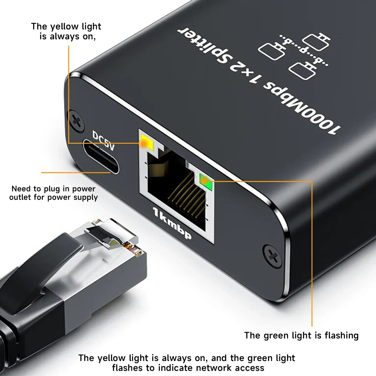 Gigabit 1000Mbps RJ45 Splitter 1 to 2 4 Ethernet Adapter Lan Connector Switch Coupler for PC Laptop TV Box Router Digital TV