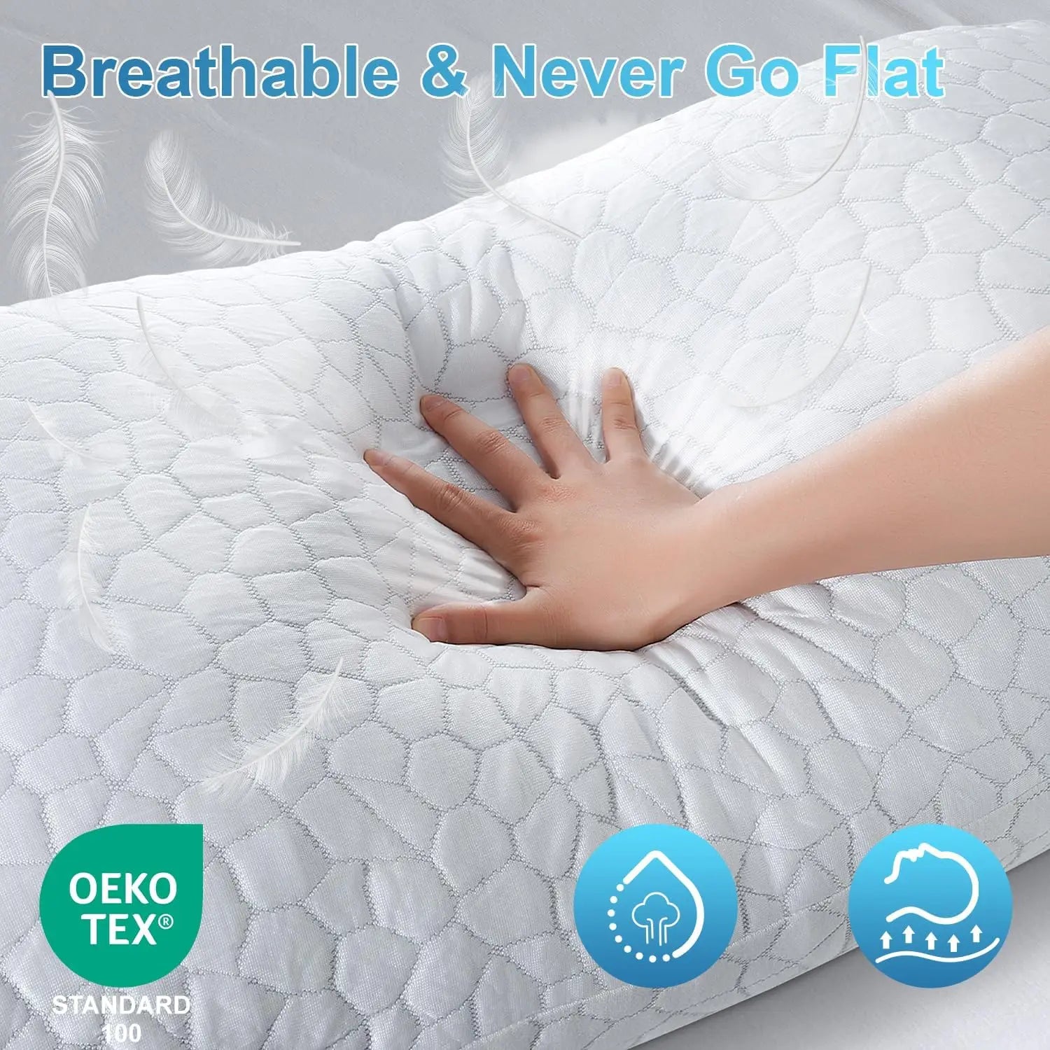 Cooling Memory Foam Pillow 2-Pack, Adjustable Firmness for Hot Sleepers, Queen Size with Breathable Cover