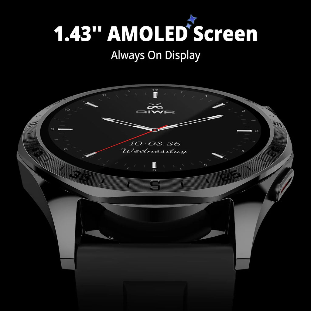 AIWR Peps 1R Smart Watch, GPS, 1.43” AMOLED, AI Watch Faces, ChatGPT, Heart Rate Sleep Monitor, 5ATM Waterproof for Android iOS