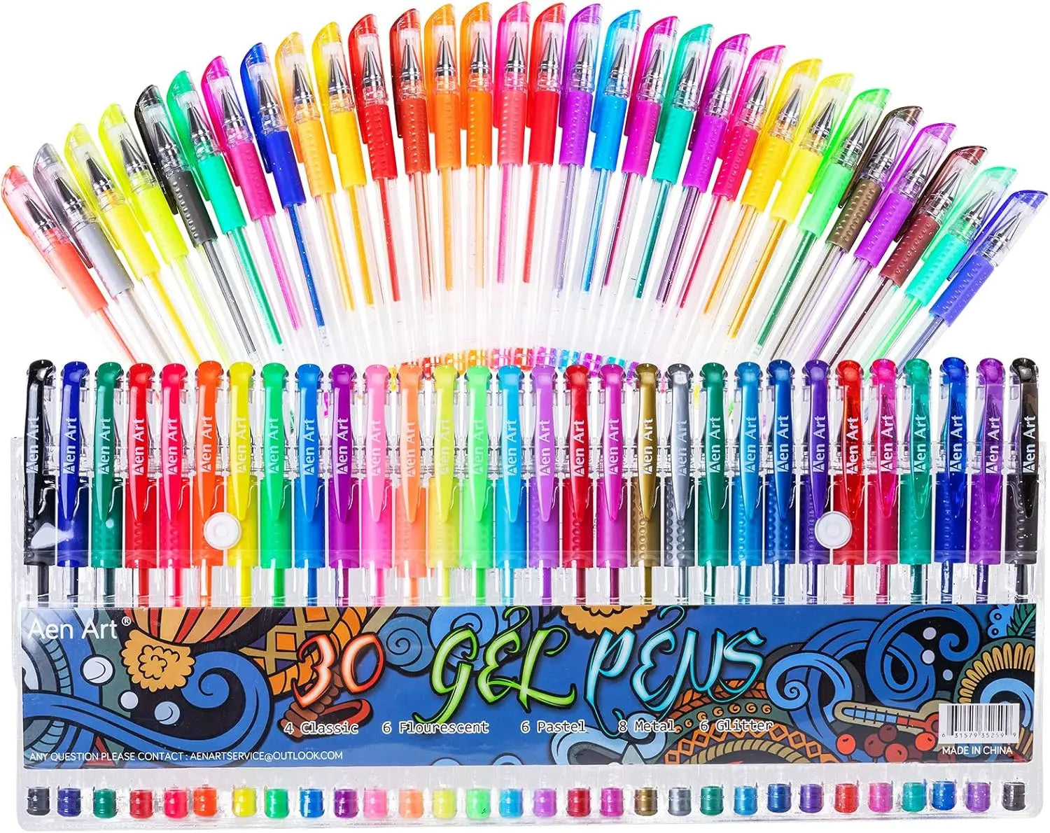 30-Color Fine Point Gel Marker Pens for Adult Coloring Books, Drawing & Journaling with Extra Ink