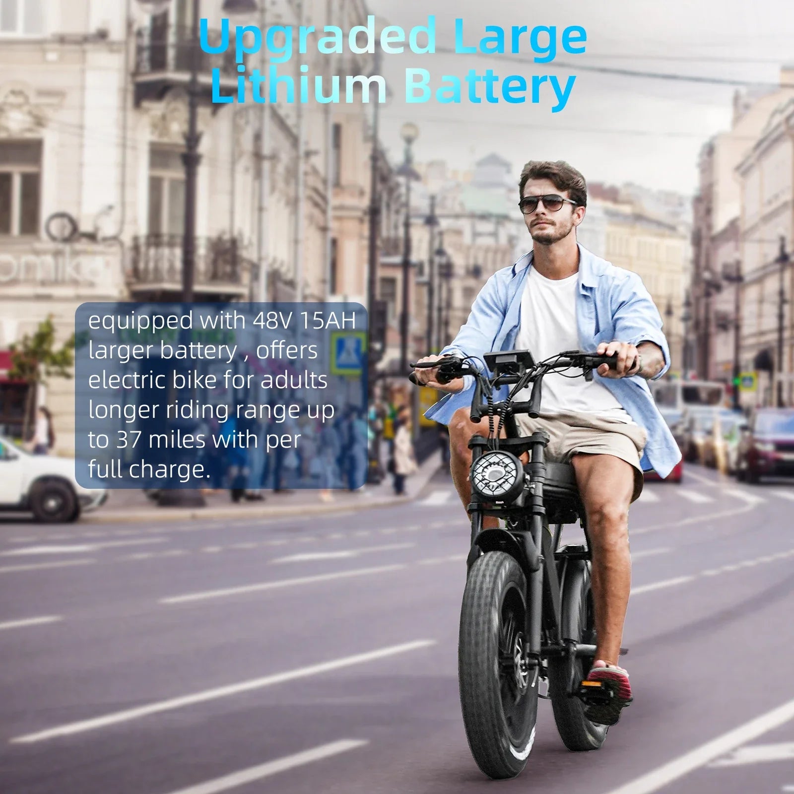 OUXI V8 2-seater Electric Bike 750W 48V 15Ah Electric Bicycle 20'' Fat Tire Dirt Ebike with Hydraulic Brake for Mountain Riding