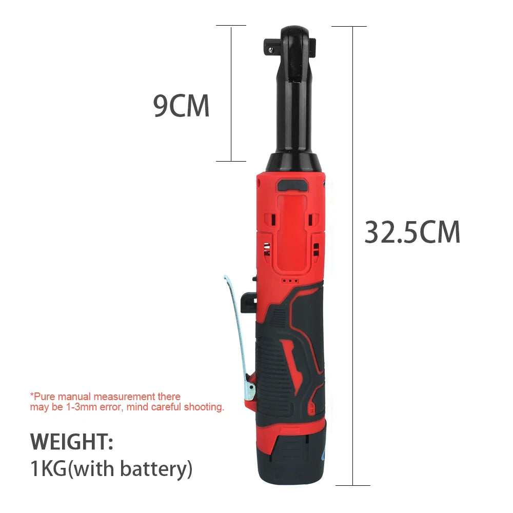 Extended 18V Electric Ratchet Cordless 90 Degree Right Angle Torque Lithium-Ion Wrench Auto Repair Tool Set