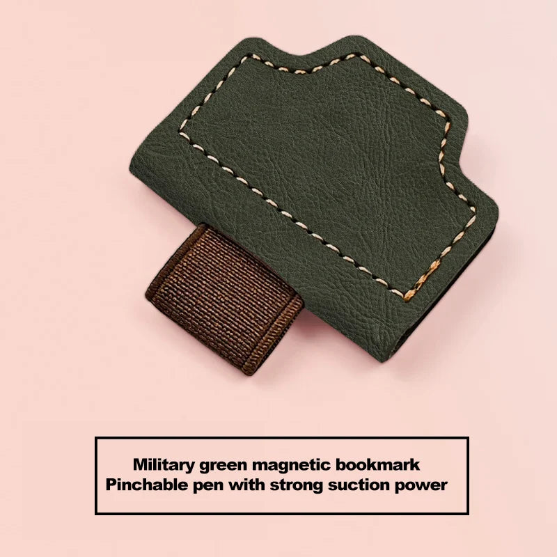 Exquisite bookmark with magnetic, simple, artistic, retro book corner, anti roll clip, bookmark with pen clip, magnetic sticker