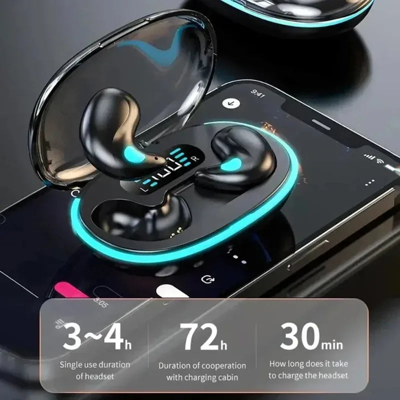 Mini Invisible Sleep Wireless Earphone Bluetooth 5.0 Hidden Earbuds IPX5 Waterproof Noise Cancelling Touch Control Headphone X55