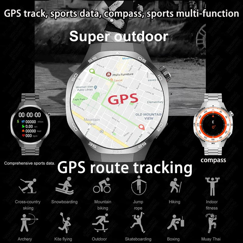 2025 New BOXUXING Watch 5 MAX Smart Watch AMOLED Screen NFC GPS Tracker Bluetooth Call Health Waterproof Smartwatch Men Women