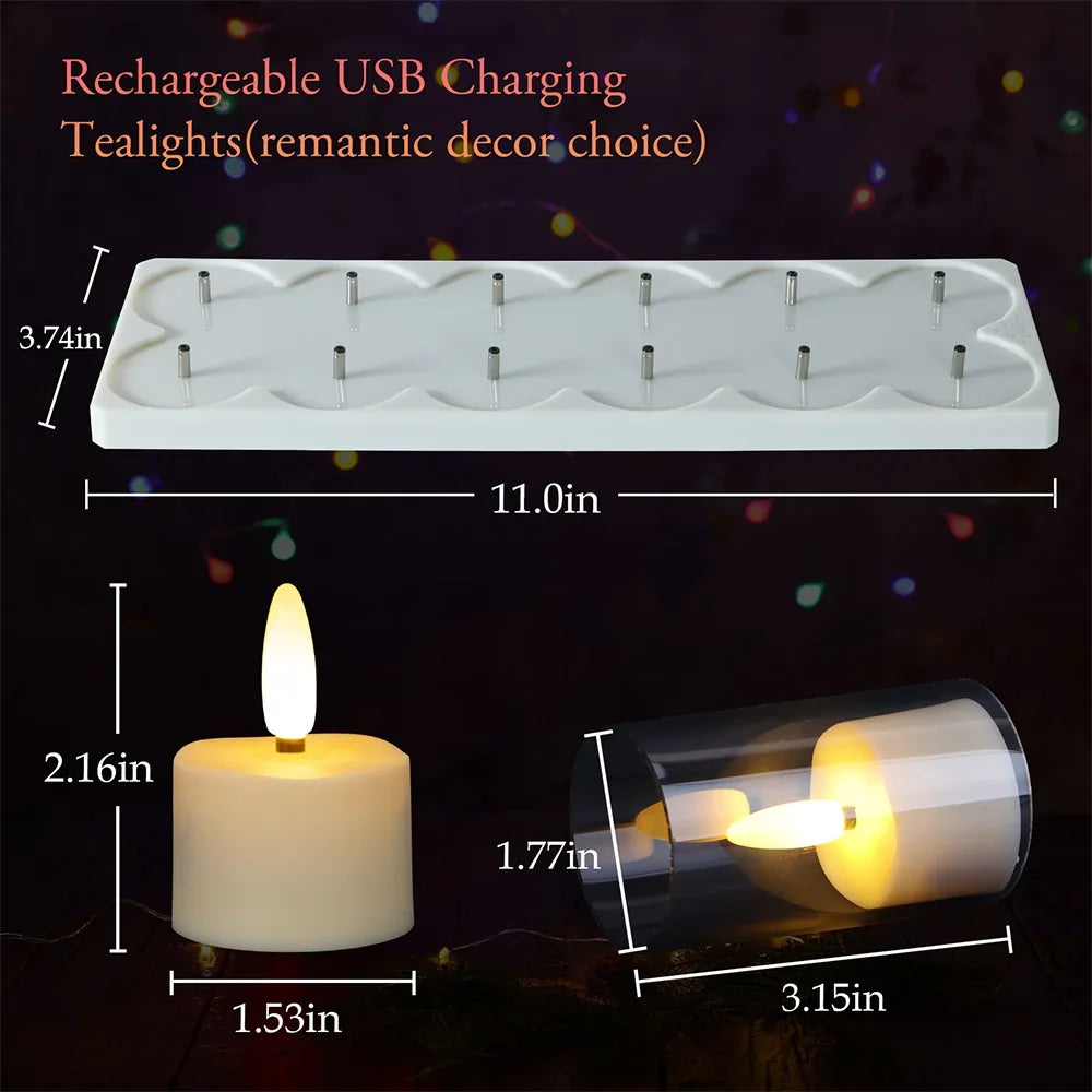 Flameless Candles Rechargeable ﻿Led Candle Electronic Lamp With Timer Remote For Home Decor Wedding Holiday Candle Lights