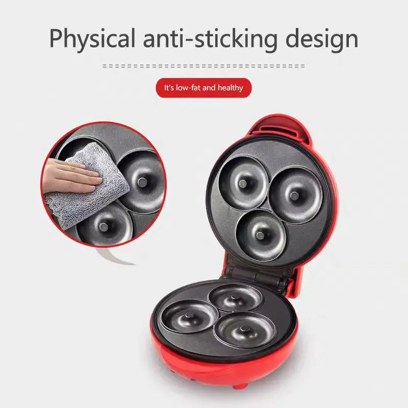Mini home donut making machine, double-sided heating, non stick coating fast production, DIY breakfast for families and children
