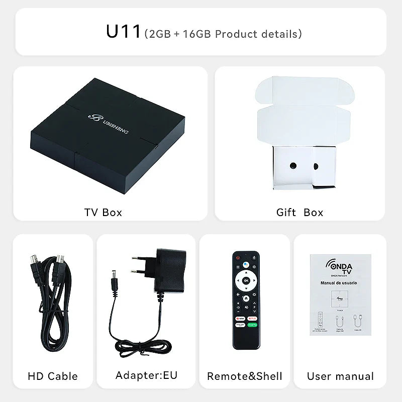 Smart TV Box IPTV 4K Android 13 Bluetooth 5.2 Wifi6 2GB16GB Google TV APP Netflix  Media Player support Spanish,French,Russian