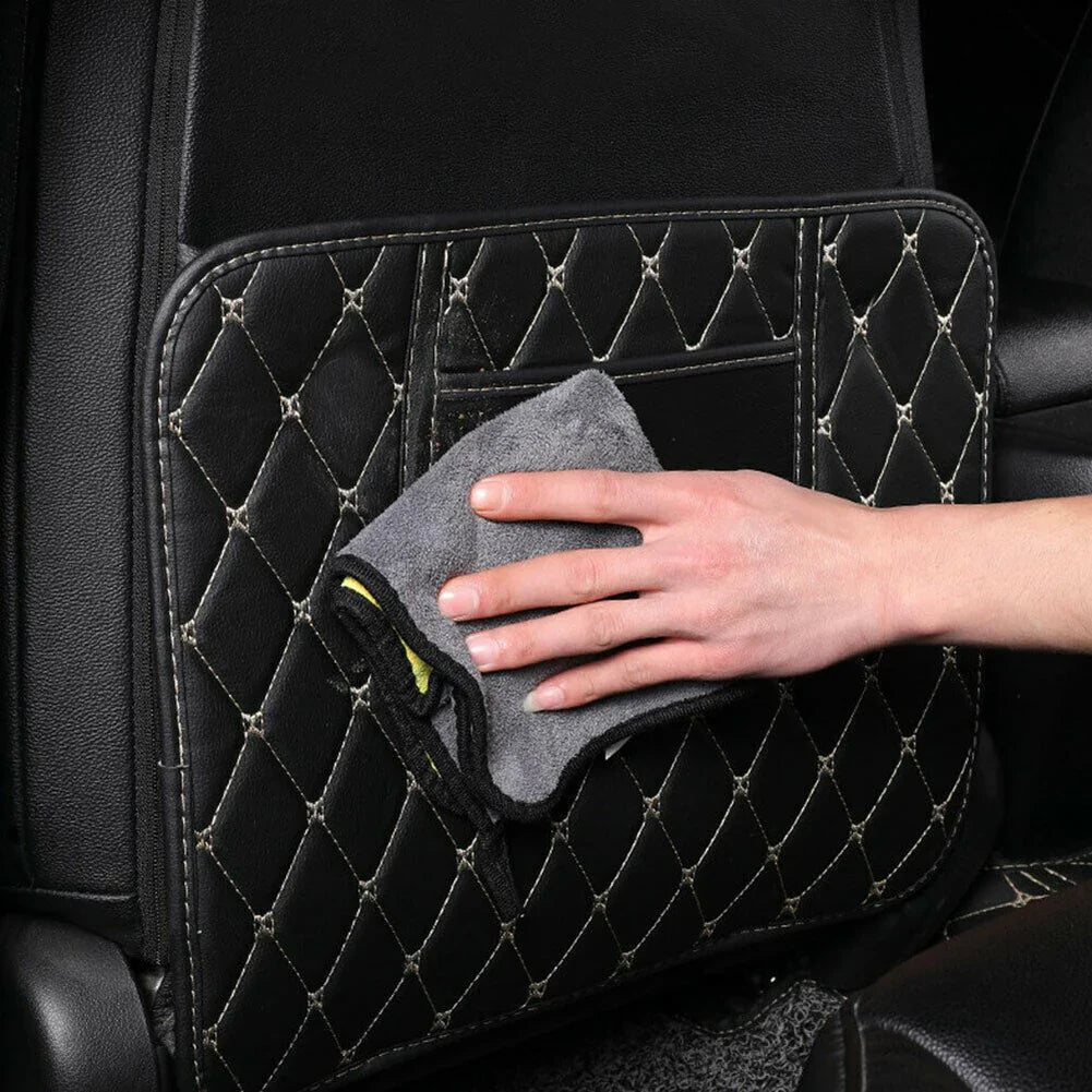 1Pc Car Back Seat Anti Kick Pad Anti-dirty Mat Black PU Leather Waterproof Scratch Resistant Storage Car Interior Accessories