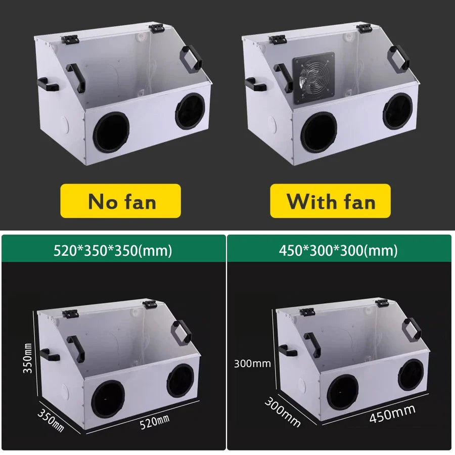 Grinding Dust Box Metal Structure Dust Box Ventilation Fan Dust Extraction Box for Craft Work Sanding Polishing