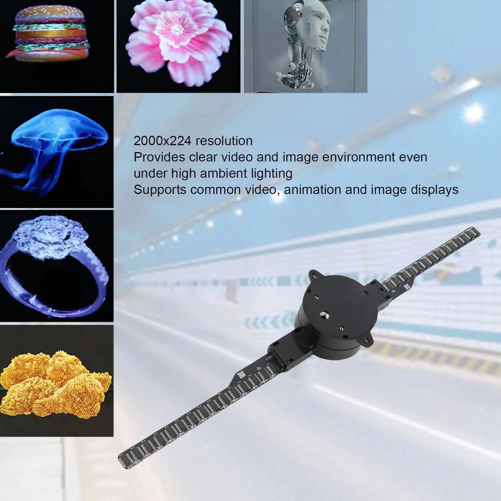 3D Hologram Fan 16.5in 2000x224 WiFi 3D Projector with 224 LED Light Beads for Business Store Advertising 100‑240V
