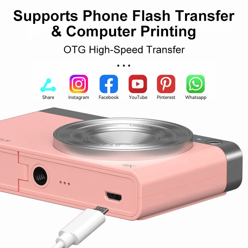 50MP Kids Digital Camera For Photography 4K Video Recording Camcorder 2.88" IPS Screen Children Compact Selfie Camera Auto Focus