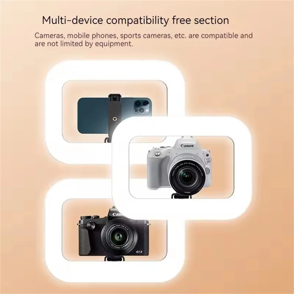 2025 New Handheld Ring LED Rechargeable Fill light Portable Mobile Phone Live Broadcast selfie Photography with phone clip