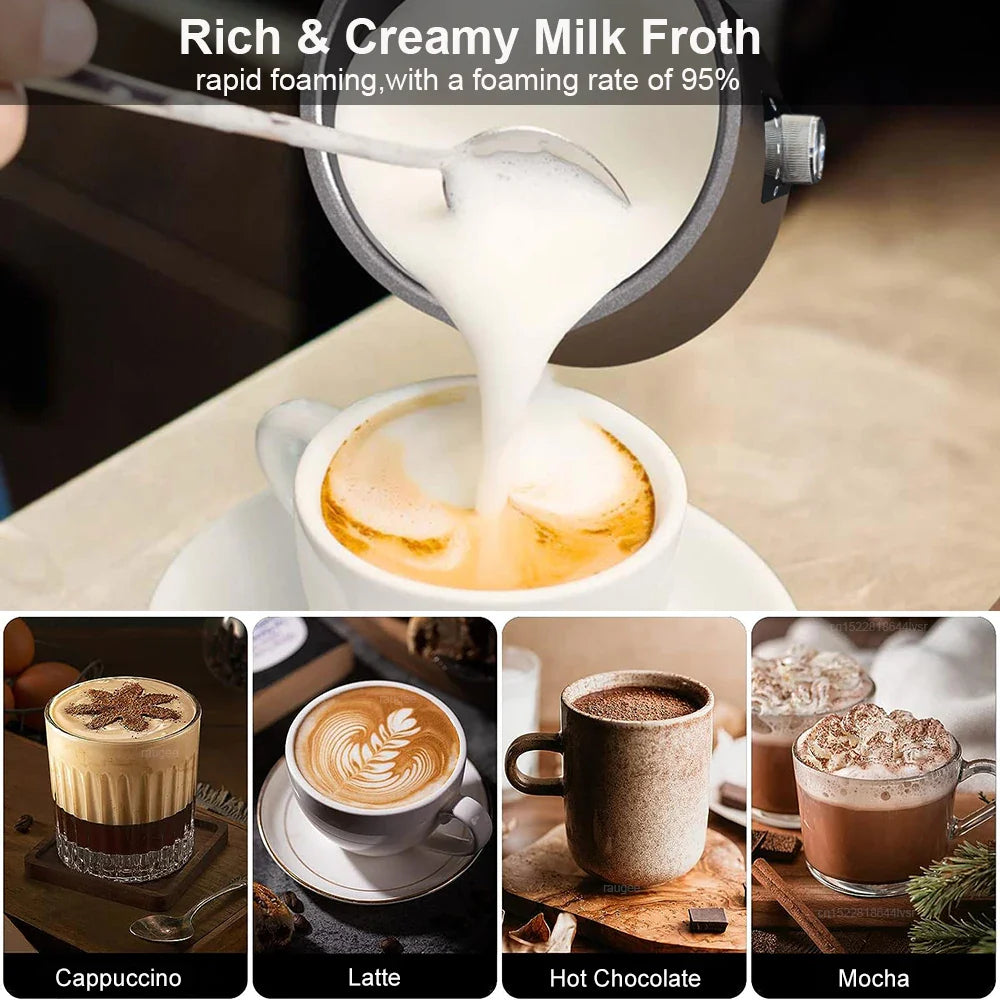Milk Frother 5in1 Hot & Cold Automatic Rotary Milk Foamer for Coffee Cappuccino Latte Electric Milk Frother Maker Milk Warmer