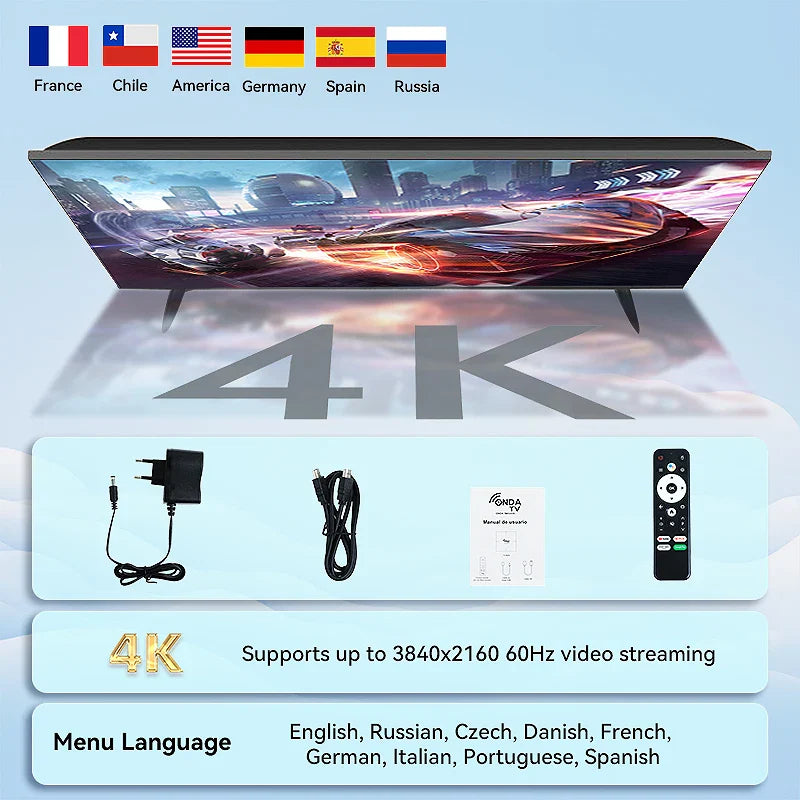 Smart TV Box IPTV 4K Android 13 Bluetooth 5.2 Wifi6 2GB16GB Google TV APP Netflix  Media Player support Spanish,French,Russian