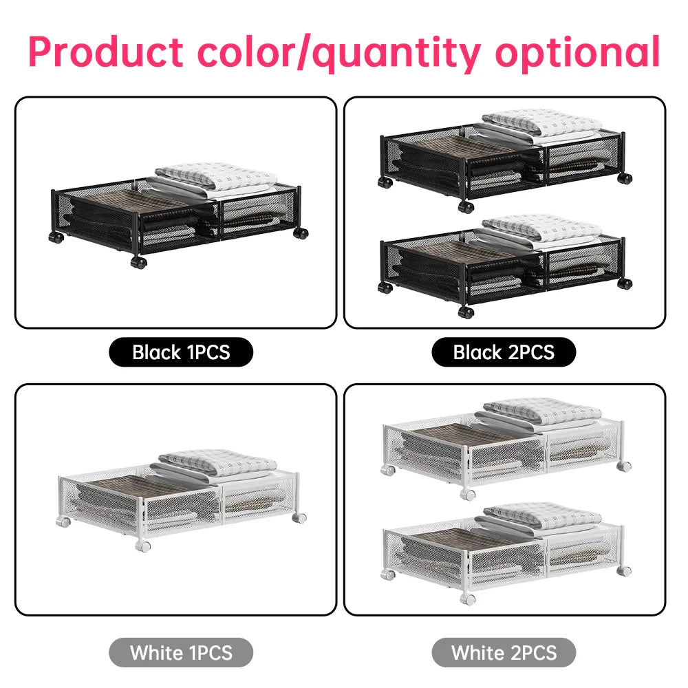 Foldable Under Bed Storage Container with Wheels Multifunctional Home Dorm Toys Clothes Books Shoes Storage Bins Visible