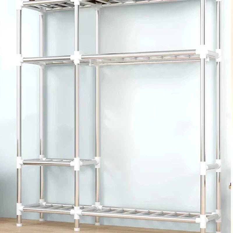 Portable Fabric Wardrobe Clothes Closet Bedroom Dorm Rental Room Small Folding Storage Cabinet Easy Assembly Durable Organizer