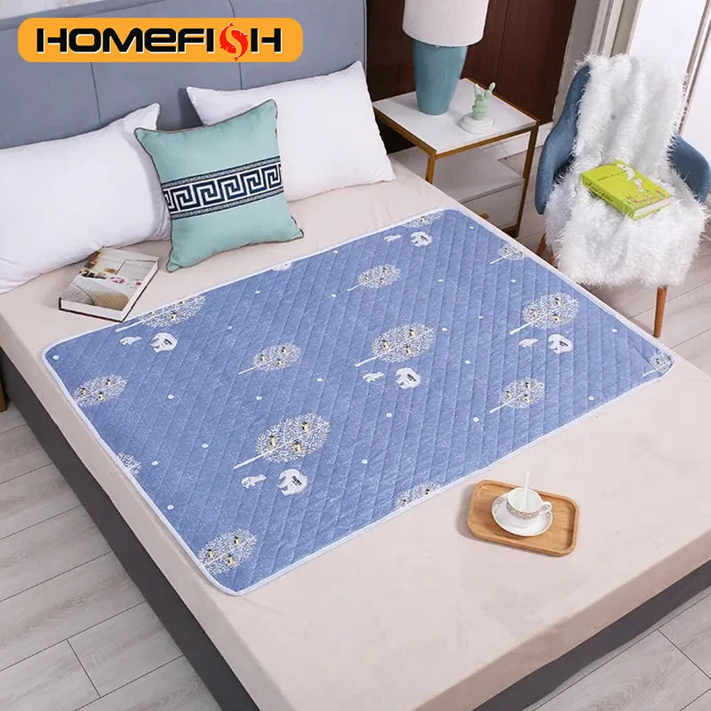 HOMEFISH Washable Mattress Urine Mat for Baby Toddlers Cute Cartoon Bed Protector Diaper Bedding Urine Pads Cloth Breathable