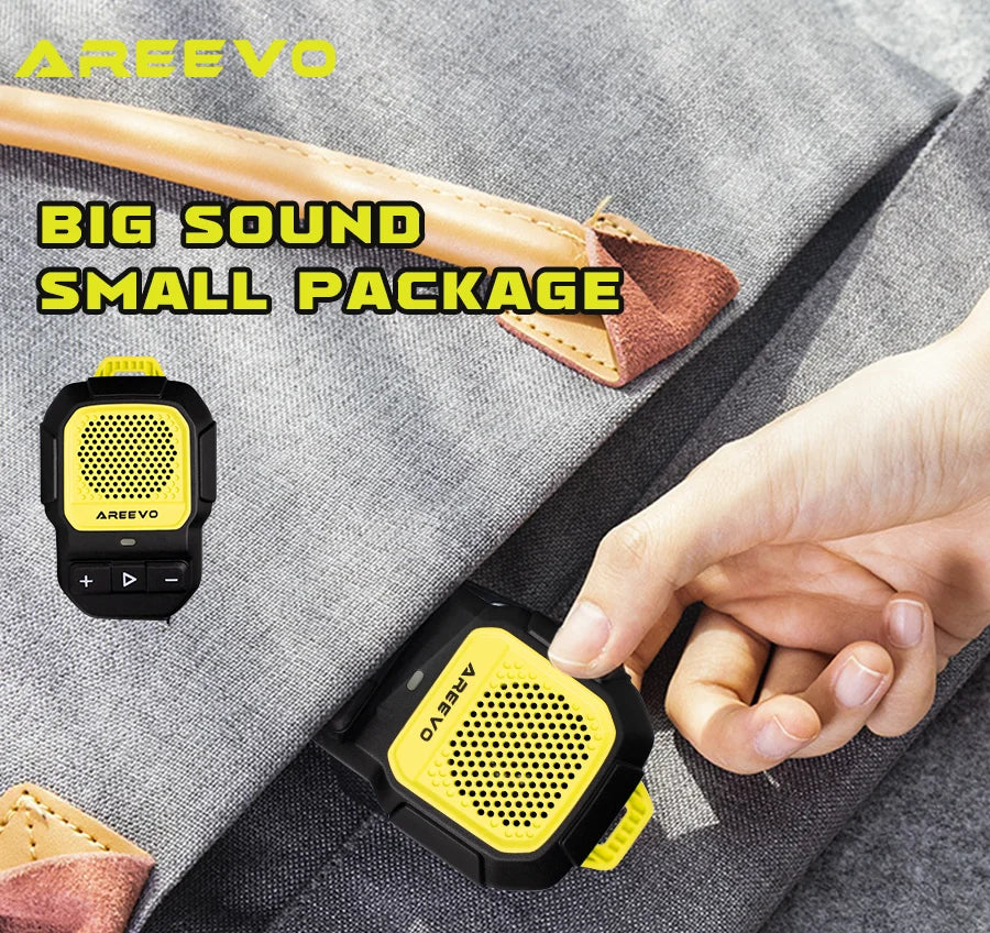 AREEVO PocketCLIP Wearable Speaker, IP67 Waterproof Bluetooth Speaker Clip-on Wireless Portable Speaker Hifi Stereo 10h Playtime