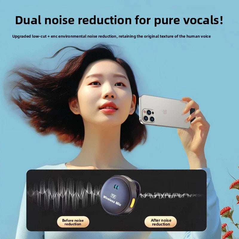 Q8 Wireless Lavalier Microphone 3-in-1 Interface for Live Streaming Noise Reduction Camera Vlog Content Creation