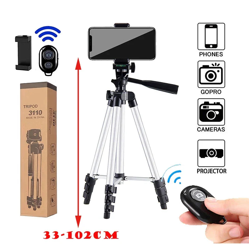 Bluetooth Remote Control Phone Tripod Stand Portable Lightweight Camera Tripod for Stable Video Photography and Mobile Holder