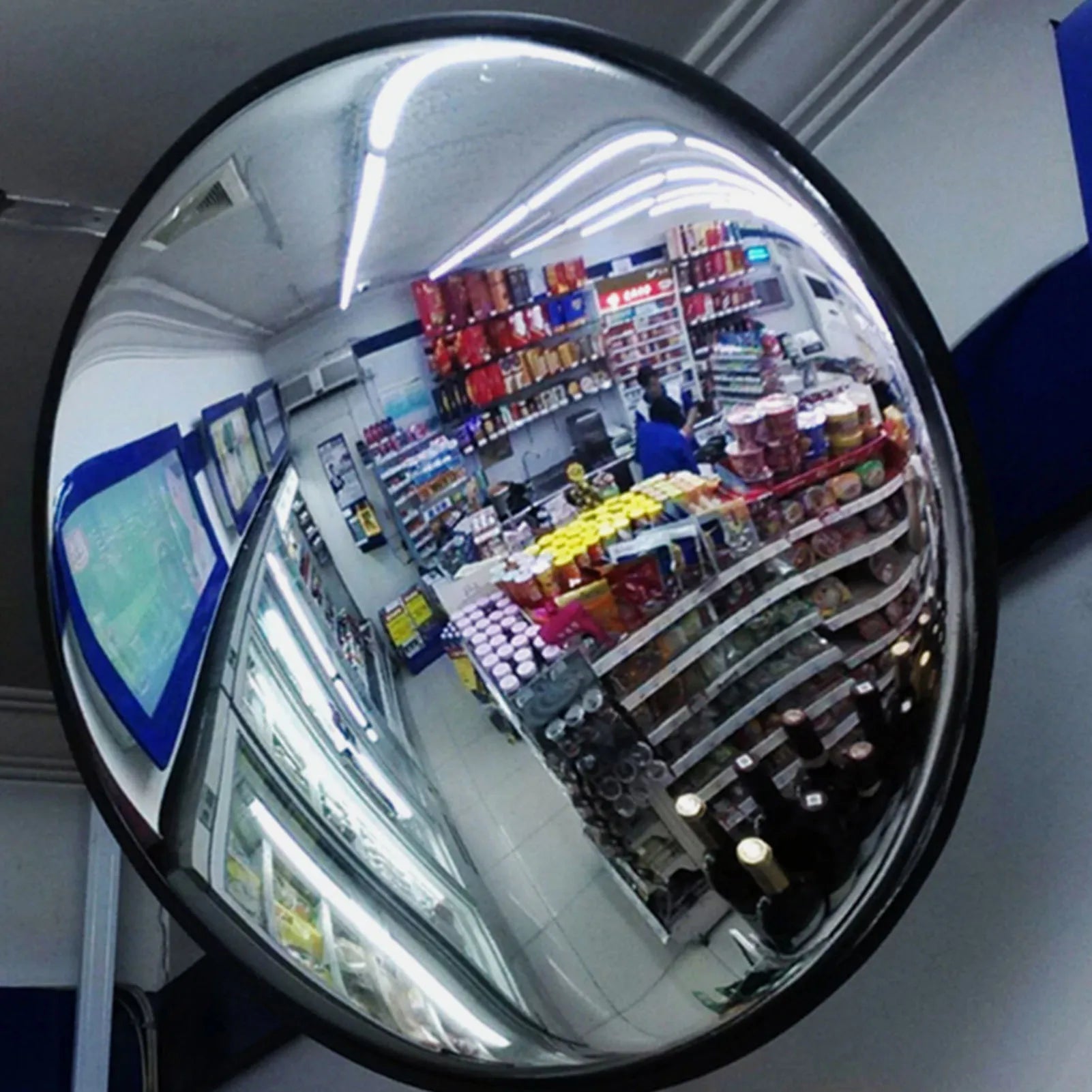 Curved Security Mirror Sturdy Backing Indoor Round Convex Mirror with Wall Mount Bracket for Garage Store Warehouse Parking Lot