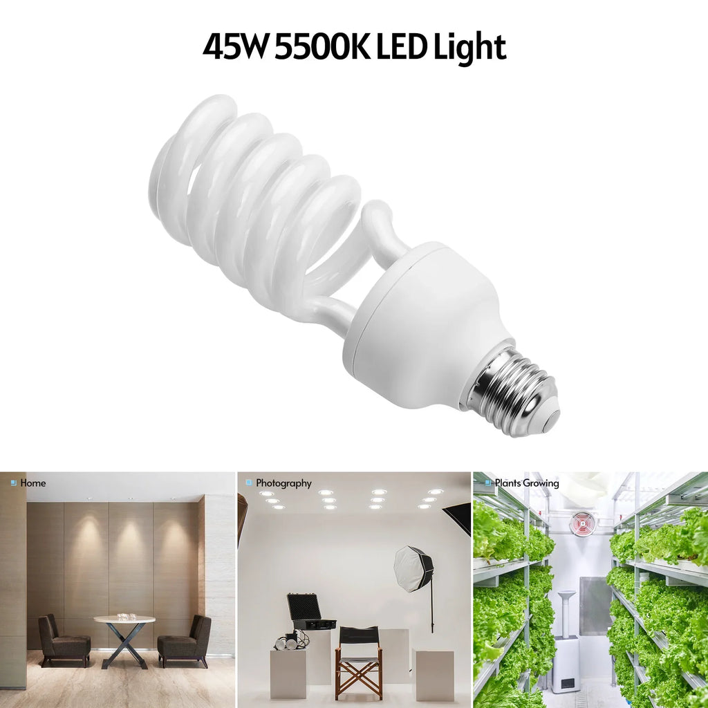 【Sale】Andoer Spiral Fluorescent Light Bulb 45W 5500K Daylight E27 Socket Energy Saving for Studio Photography Video Lighting