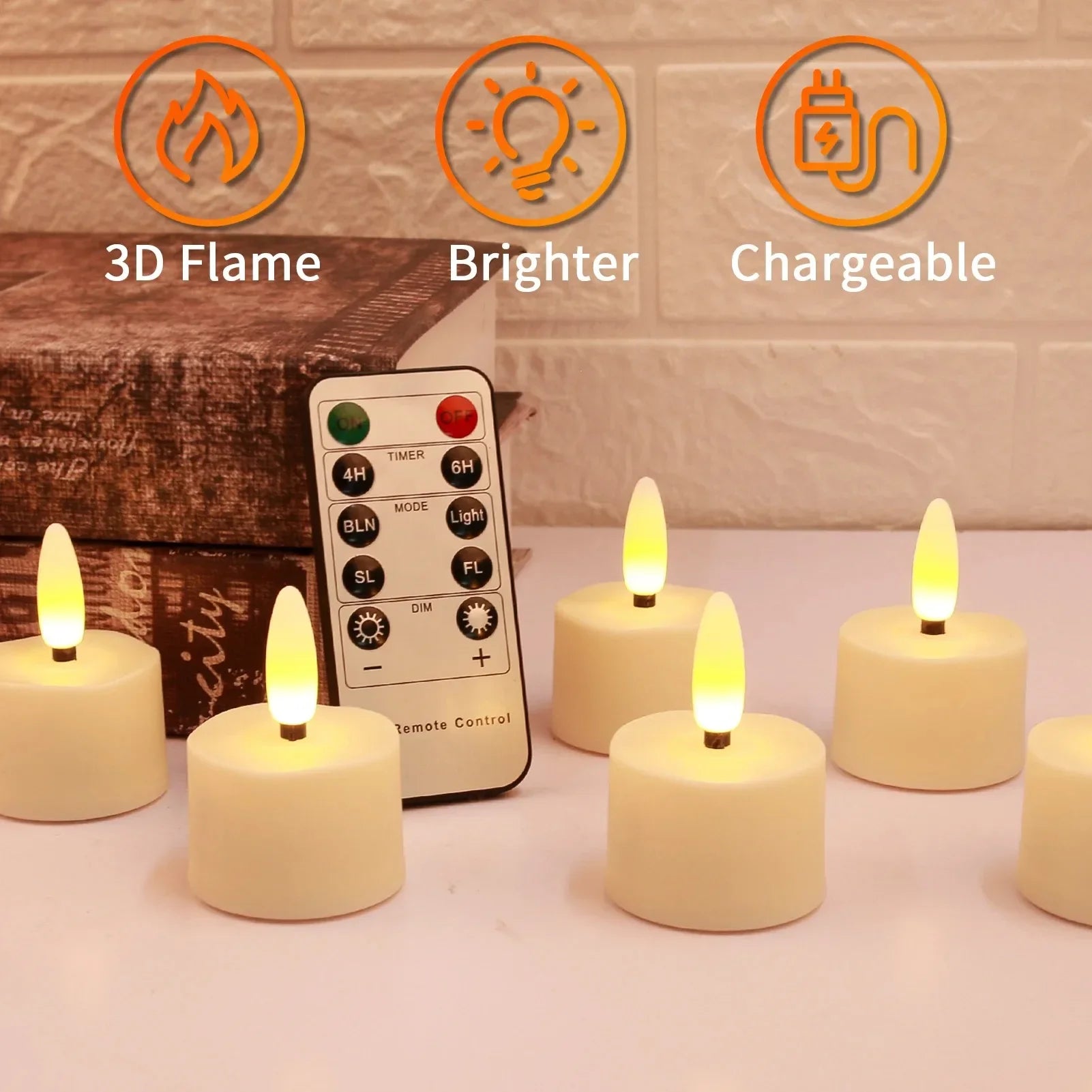Rechargeable Flameless Candles Flickering LED Tea Light Candles Battery Operated Electronic Candle Lamp for Home Decor gift