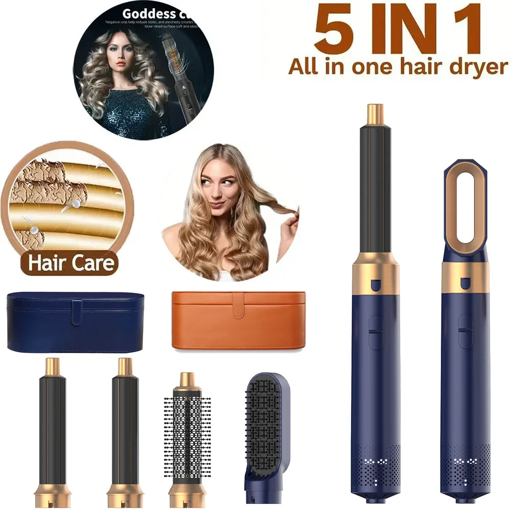 5 In 1 Styling Hair Dryer Electric Comb Negative Ion Professional Automatic Comb Curly Hair Straight Hair Comb Styling Tool