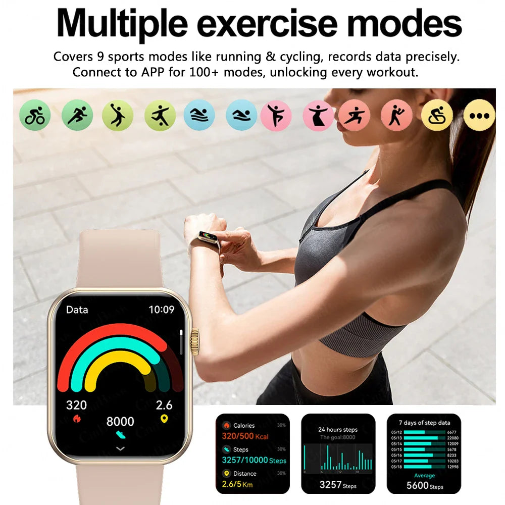 2025 New Sports Smart Watch Men Full Touch Screen Heart Rate Bluetooth Call 1.9 inch AI Voice IP68 Waterproof Smartwatch Women