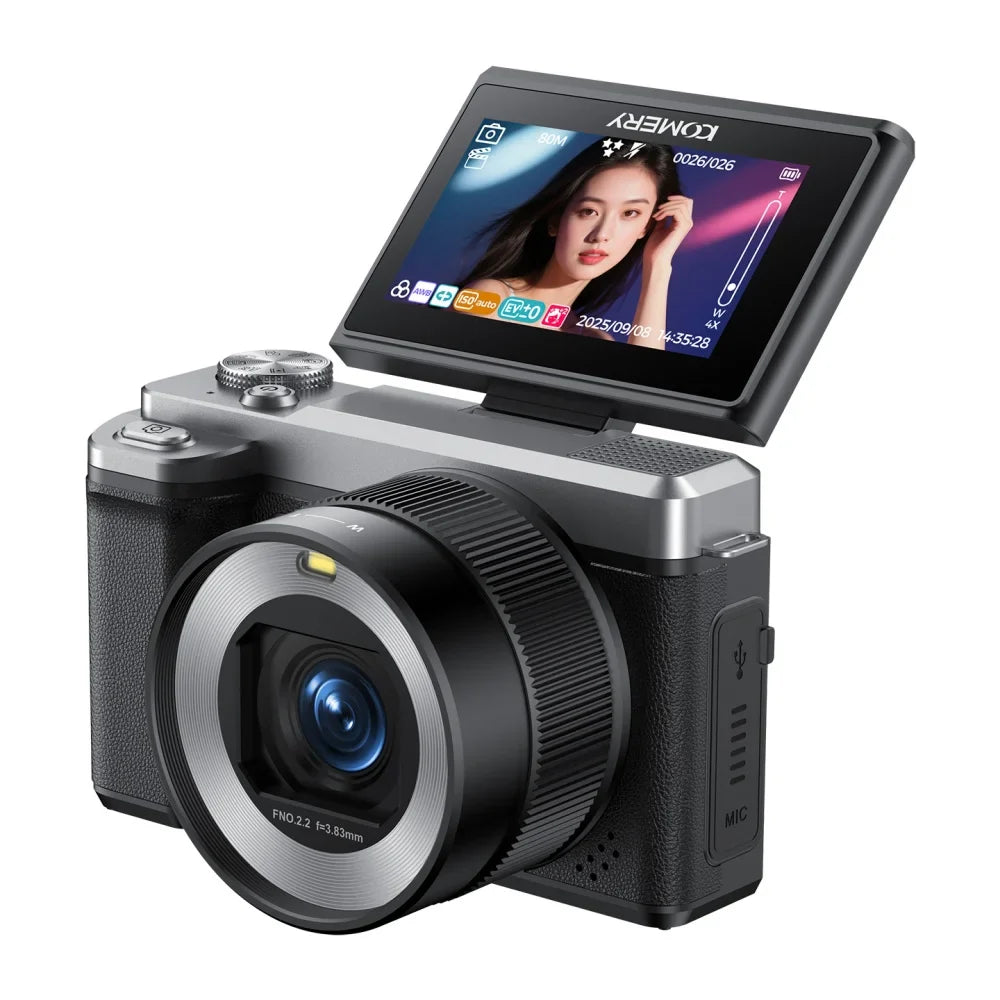 5K 80MP Digital Camera For Photography 18X AF Vlog Camcorder Livestreaming WIFI Webcam Dual Lens Selfie Camera 180° Flip Screen