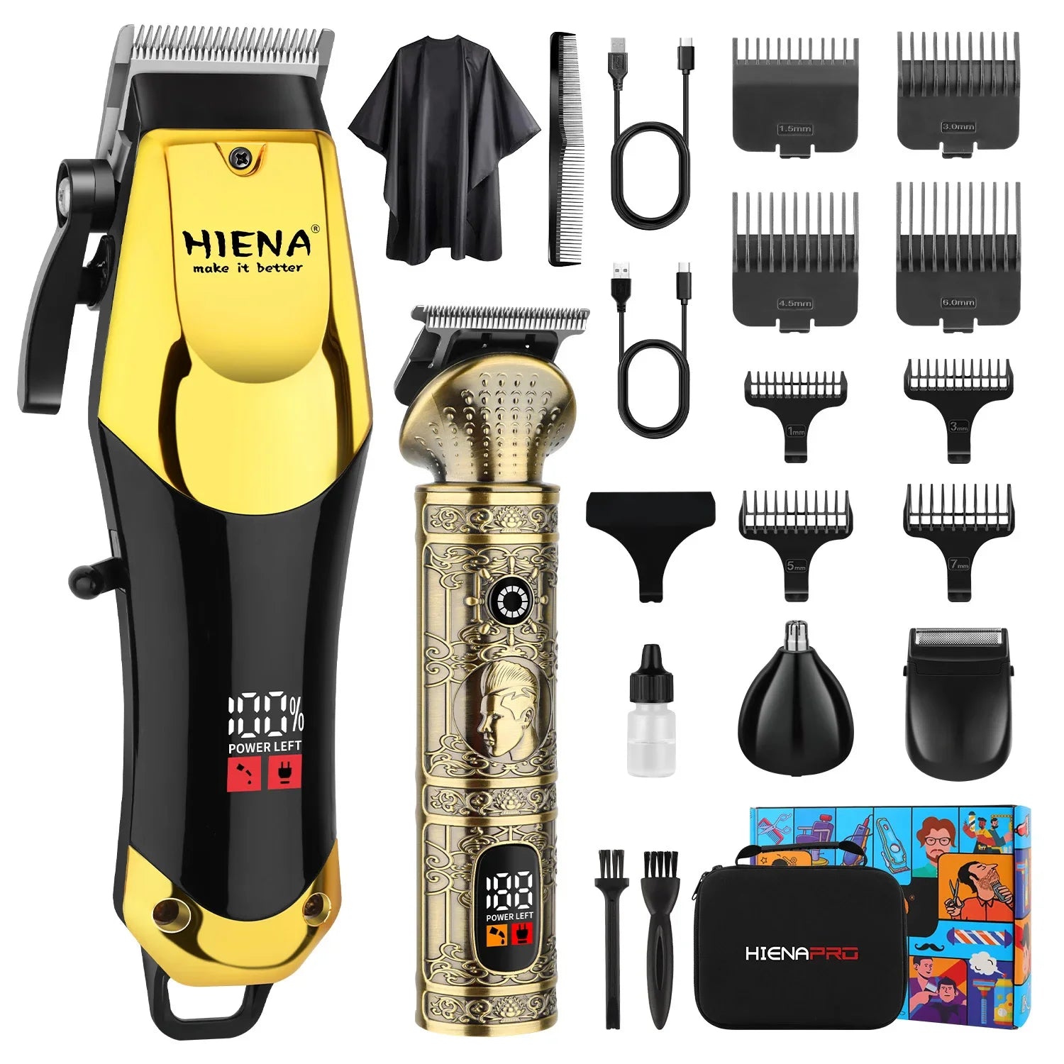 hiena Professional Barber Fade Clippers 0mm Zero Gapped Edgers Hair Trimmer Electric Men Bald Head Finish Hair Cutting Machine